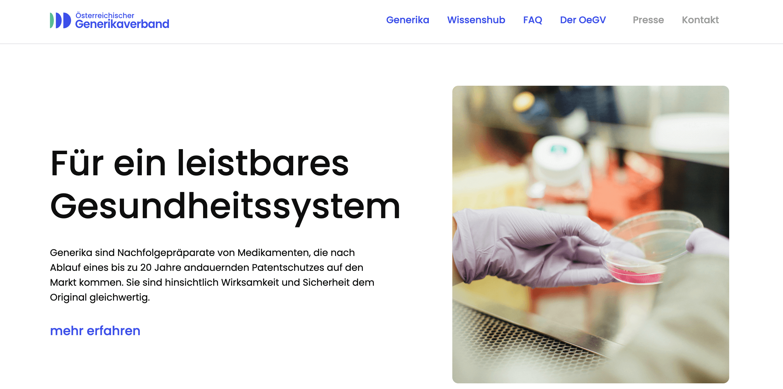 Oesterreichischer-Generikaverband-website-screenshot